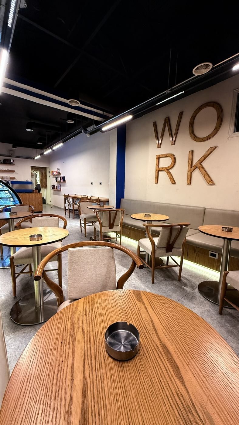 Work zone with WORK wall